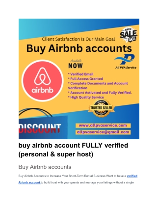 buy airbnb account FULLY verified (personal & super host)