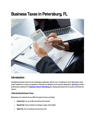 Business Taxes in Petersburg, FL