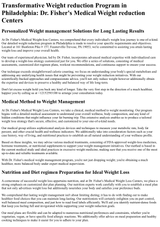 Dr Fishers Medical Weight Loss Centers