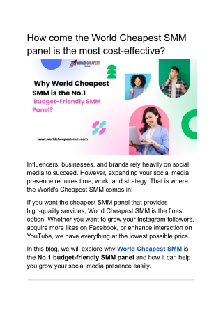 How come the World Cheapest SMM panel is the most cost-effective?