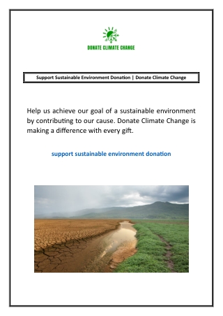 Support Sustainable Environment Donation | Donate Climate Change