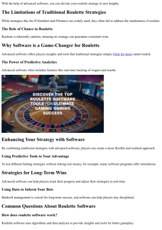 Enhance Your Roulette Strategy with Modern Software Tools