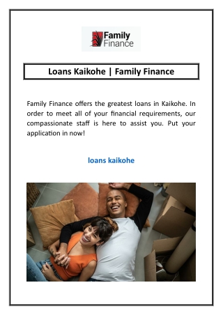 Loans Kaikohe | Family Finance