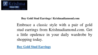 Buy Gold Stud Earrings  Krishnadiamond.com