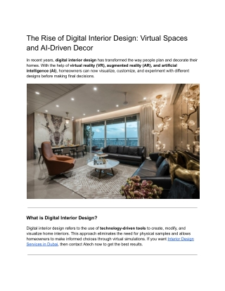 The Rise of Digital Interior Design: Virtual Spaces and AI-Driven Decor