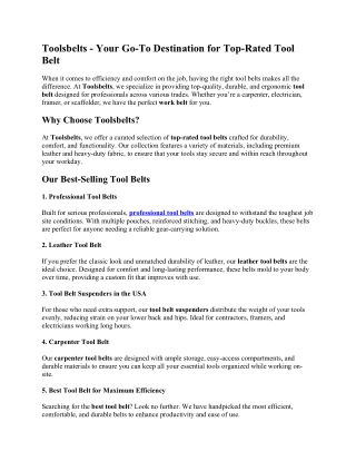 Toolsbelts, Fueri's Products