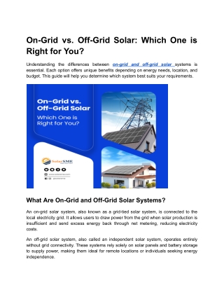 On-Grid vs. Off-Grid Solar