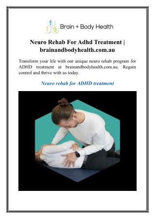 Child Rehabilitation Services Gladesville  Brainandbodyhealth.com.au