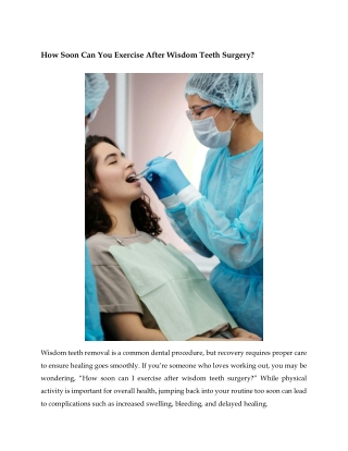How Soon Can You Exercise After Wisdom Teeth Surgery?
