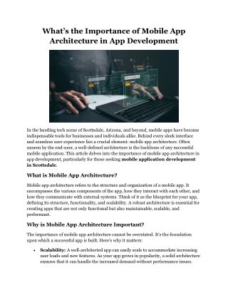 What’s the Importance of Mobile App Architecture in App Development