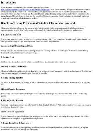 Benefits of Hiring Professional Window Cleaners in Lakeland