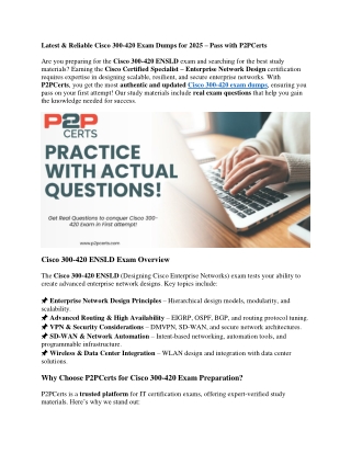 Latest Cisco 300-420 Exam Dumps & Study Materials – Pass with P2PCerts!