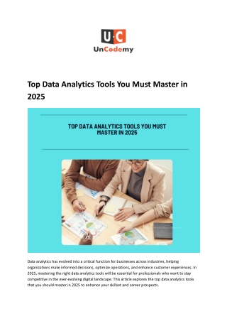 Top Data Analytics Tools You Must Master in 2025