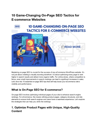10 Game-Changing On-Page SEO Tactics for E-commerce Websites