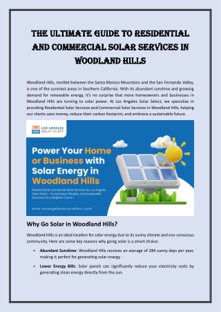 The Ultimate Guide to Residential and Commercial Solar Services in Woodland Hills