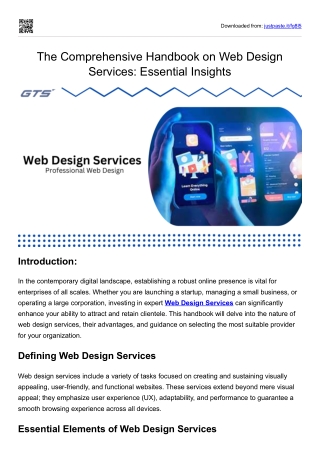 The Comprehensive Handbook on Web Design Services: Essential Insights
