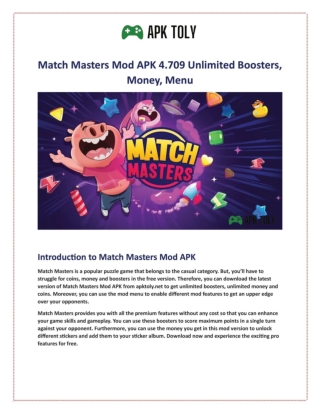 Match Masters Mod APK 4.709 Unlimited Boosters, Money, Menu