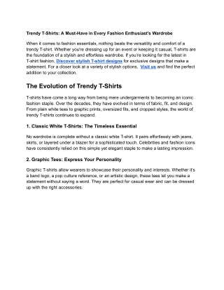 Trendy T-Shirts_ A Must-Have in Every Fashion Enthusiast’s Wardrobe