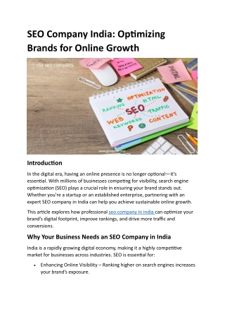 SEO Company India: Optimizing Brands for Online Growth