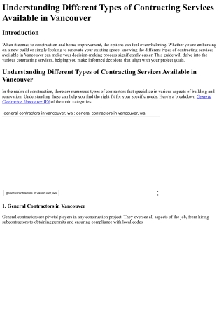 Understanding Different Types of Contracting Services Available in Vancouver