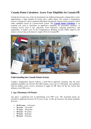 Canada Points Calculator: Check Your Eligibility for PR