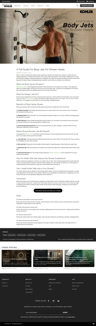 How to Choose the Best Body Jets for Your Shower | Kohler Nepal