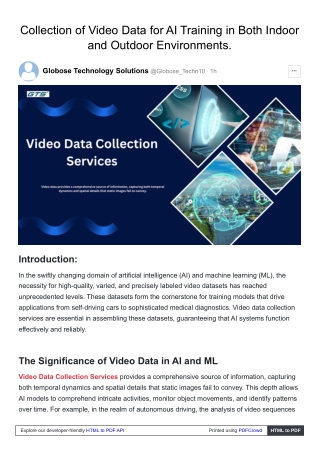 Collection of Video Data for AI Training in Both Indoor and Outdoor Environments