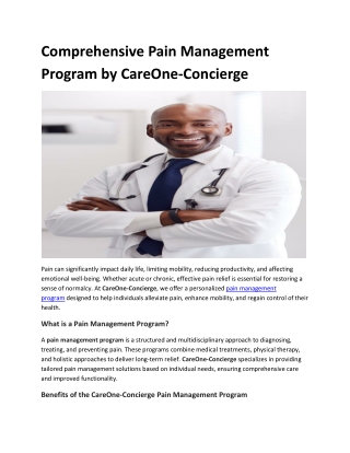 Comprehensive Pain Management Program by CareOne Concierge