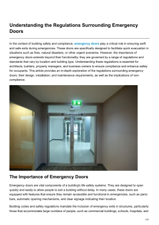 Understanding the Regulations Surrounding Emergency Doors