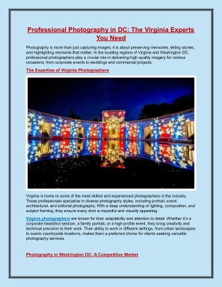 Professional Photography in DC The Virginia Experts You Need