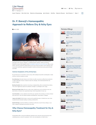 Dr. P. Banerji’s Homoeopathic Approach to Relieve Dry & Itchy Eyes