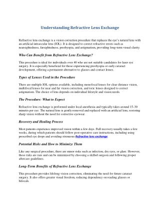 Understanding Refractive Lens Exchange