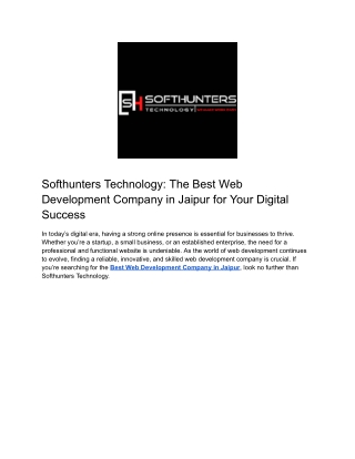 Softhunters Technology_ The Best Web Development Company in Jaipur
