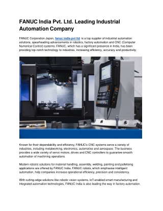 FANUC India Pvt. Ltd. Leading Industrial Automation Company