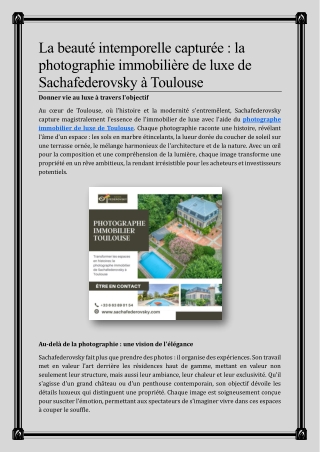 La beauté intemporelle capturée par le photographe immobilier de luxe de Sachafederovsky à Toulouse