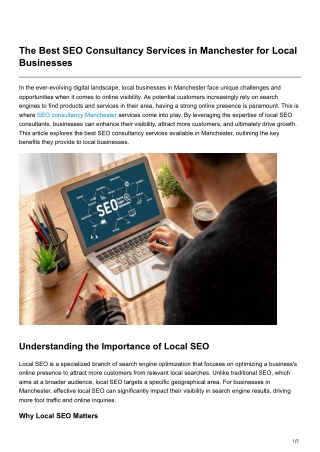 The Best SEO Consultancy Services in Manchester for Local Businesses