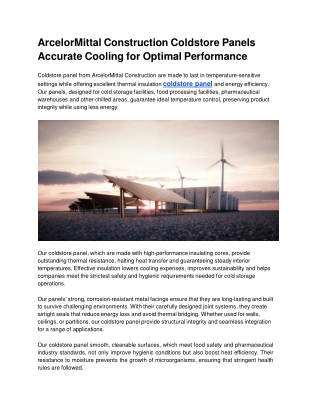 ArcelorMittal Construction Coldstore Panels Accurate Cooling for Optimal Performance