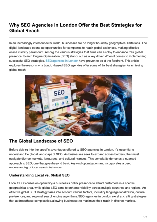 Why SEO Agencies in London Offer the Best Strategies for Global Reach
