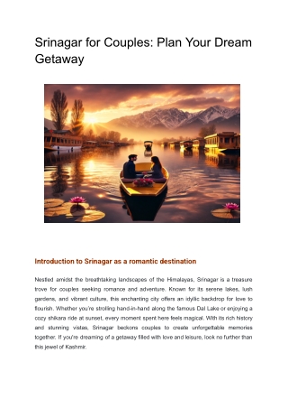Srinagar for Couples_ Plan Your Dream Getaway