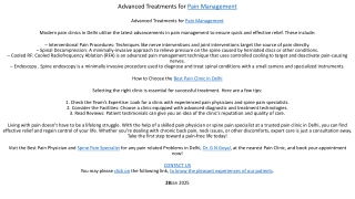 Advanced Treatments for Pain Management