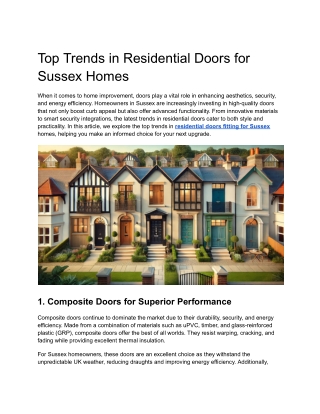 Top Trends in Residential Doors for Sussex Homes