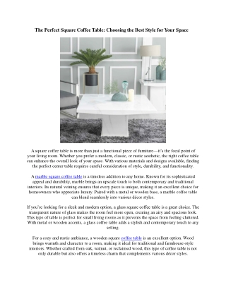 Find the Perfect Square Coffee Table for Your Living Room