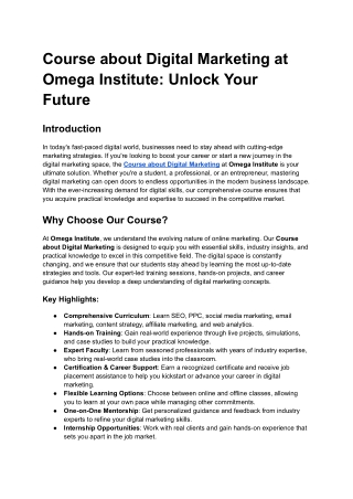 Course about Digital Marketing