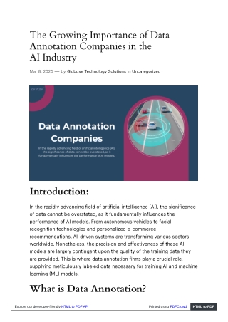 The Growing Importance of Data Annotation Companies in the AI Industry