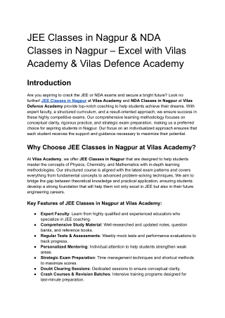 JEE Classes in Nagpur & NDA Classes in Nagpur