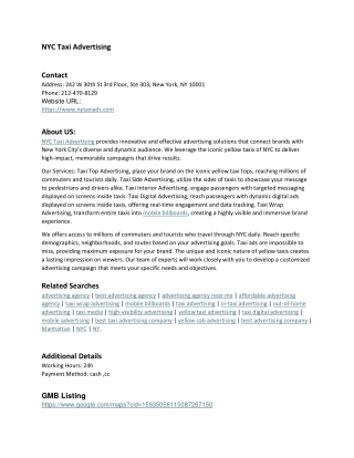 NYC Taxi Advertising