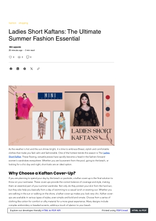 Experience Effortless Fashion with Ladies Short kaftan