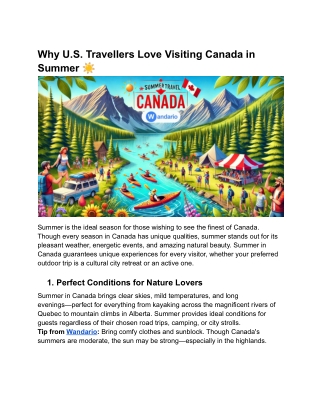 Why U.S. Travellers Love Visiting Canada in Summer