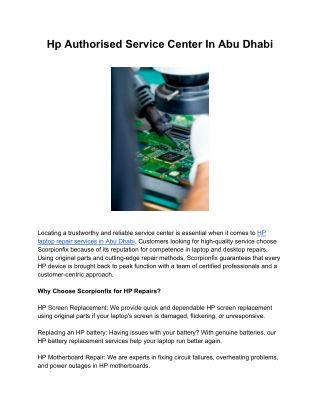 Hp Authorised Service Center In Abu Dhabi