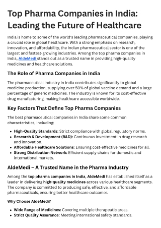 Top Pharma Companies in India – Quality Healthcare Solutions